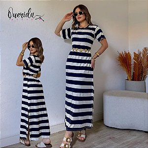 Vestido Listra Azul Marinho