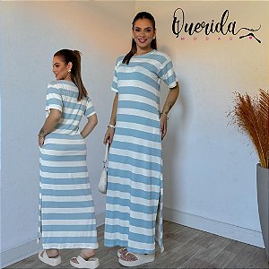 Vestido Listra Azul Claro