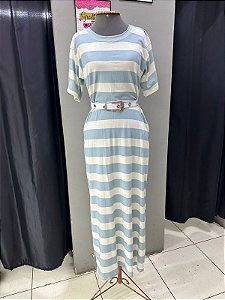 Vestido Listra Azul Claro