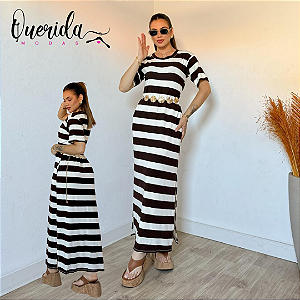 Vestido Listra Marrom