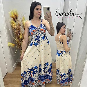 Vestido Tropical Pássaro Azul Bic