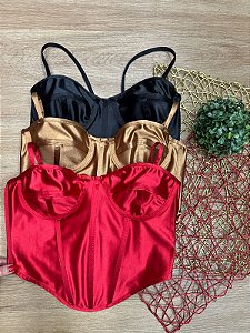 Cropped Corselet Alça Acetinado