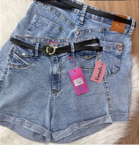 Shorts jeans lapela Cinto