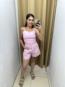 Conjunto Marrant Alça Botões Rosa