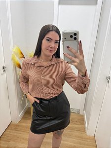 Camisa Social Listra fina Terra Cota