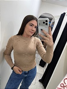 Blusa Tricô Modal Feminina Manga Longa Duda