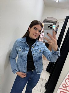 Jaqueta Jeans Slim Clássica com Barra Desfiada – Azul Tradicional