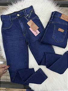 Calça Jeans Escura ziper lateral