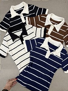 Blusa Ribana listrada Gola Pollo