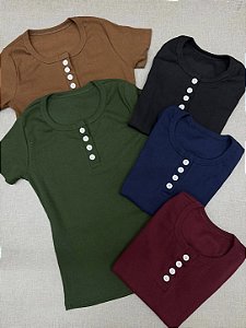 Blusa Ribana Canelada com Botões