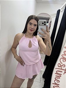 Macaquinho Babado Rosa