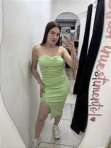 Vestido Ribana Laço Tomara Que Caia Verde