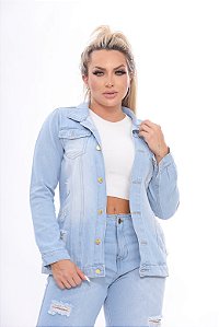 JAQUETA JEANS MAX DESTROYD LAVAGEM DELAVÊ VERTERE JEANS VTR 0185