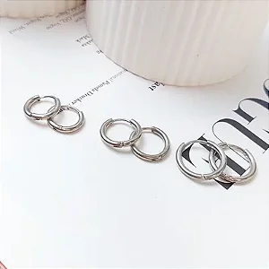 TRIO DE ARGOLAS AÇO INOX P/M/G