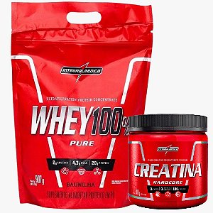 100% PURE WHEY - INTEGRALMEDICA  (900g) + CREATINA HARDCORE (300G)