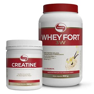 WHEY FORT 3W  (900g) + CREATINA (300G) - VITAFOR