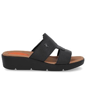 Tamanco Usaflex  Couro Preto Feminino