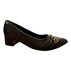 Sapato Piccadilly Napa Lux Linho Preto Feminino