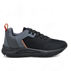 Tênis Klin New Sport Kids Preto/Grafite/Laranja Meninos
