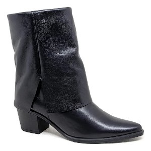 Bota Perlatto Couro CFT Preto/Preto Feminino