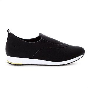 Tênis Usaflex Slip On Elastano Preto/Preto Feminino