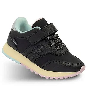 Tênis Klin Walk Mini Preto/Amarelo/Rosa Claro Infantil