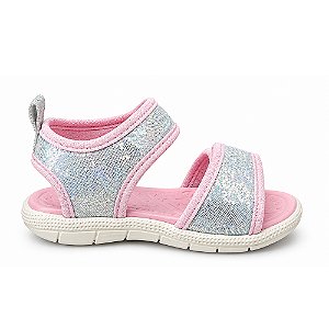 Sandália Klin Tic Tac Off White/Rosa Claro Infantil
