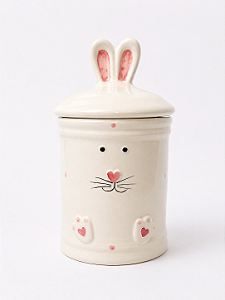 Bomboniere Porcelana Hermética Tok Da Casa 16cm Orelhas Coelho