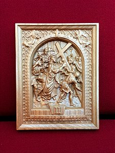 Via Sacra Entalhada em Madeira 18cm