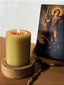 Porta velas com vela 100% cera de abelha - São Miguel