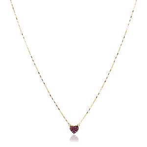 Colar Feminino Coração em Rubi