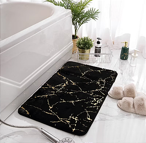 Tapete Decorativo Pelúcia de Porta Banheiro Cozinha Sala Pelo Marmorizado Antiderrapante