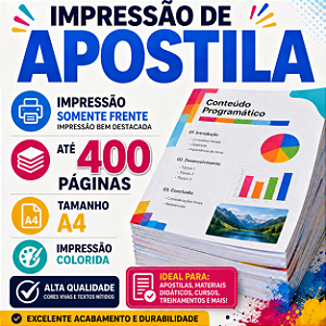 IMPRESSÃO SOMENTE FRENTE + ENCADERNAÇÃO ATÉ 400 PÁGINAS