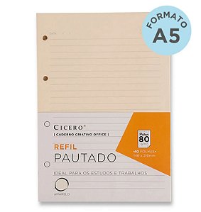 Refil Caderno Argolado A5 office Pólen PAUTADO