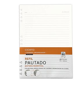 Refil Caderno Organizador A4 Branco PAUTADO