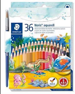 Lápis de Cor Aquarelável, Staedtler 36 Cores + 1 Pincel