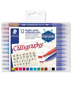 Kit Canetas Calligraphy Ponta Dupla Staedtler Com 24 Cores