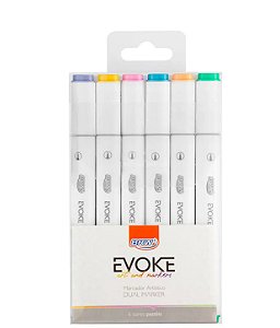 Marcador Artístico Evoke Dual Mark 6 cores / PASTEL
