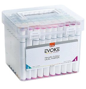 Marcador Artístico Evoke Dual Mark 80 cores diversas
