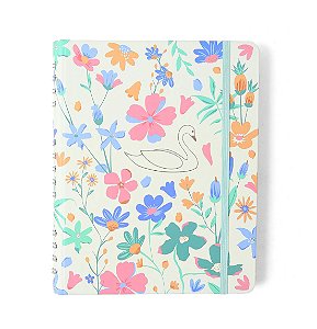 Caderno Organizador A4 Cisne Floral Off White