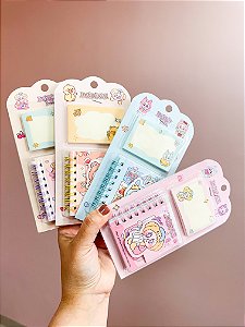 Kit de Anotações – Bloco + Post-it Kawaii