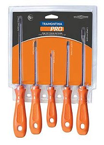 JOGO DE CHAVES FENDA/PHILIPS 5 PECAS TRAMONTINA