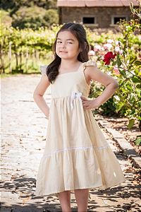 Vestido Infantil Amarelo Manteiga em Algodão Flamê