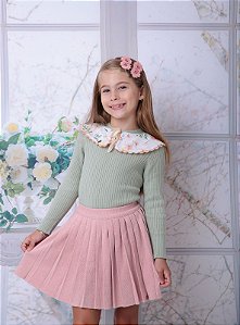 Saia plissada rosê