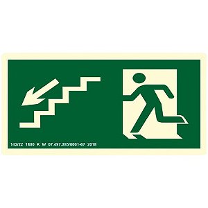 Placa De Sinalização De Emergência - Escada Desce Esquerda S9