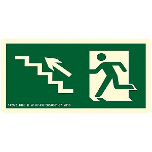 Placa de Sinalização de Emergência Escada Sobe Esquerda - S10