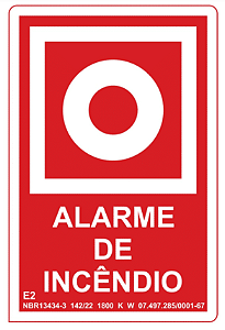 Placa De Sinalização De Emergência - Botoeira De Alarme De Incêndio E2 - 14X10 cm