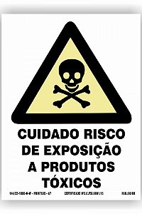 Placa de Sinalização - Perigo Risco de Exposição a Produto Tóxicos