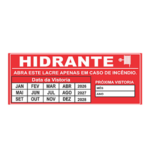 Lacre Adesivo Para Hidrante Destrutível tipo calendário