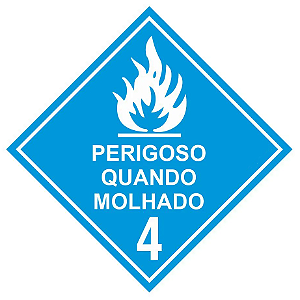 Placa rotulo de risco Caminhão - Perigoso quando molhado risco 4
